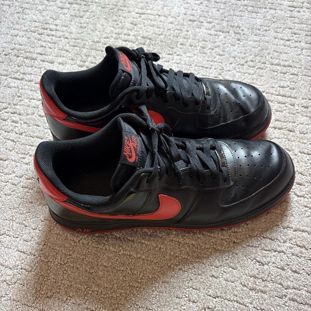 Nike Air Force 1 Low Bred Red Black 14 D 315122-035 Patent Red Black